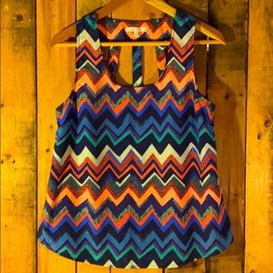 EUC Under Skies Coral & Blue printed Tank Top